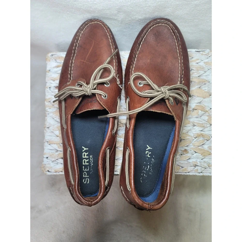 Sperry Top-Sider Fisherman Brown Leather Boat Shoes Preppy Size 11.5 M Loafers